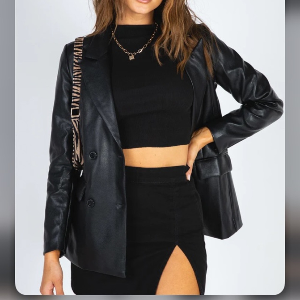 Princess Polly ELLEN FAUX LEATHER BLAZER